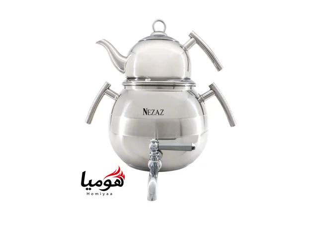 کتری و قوری نزاز خمره ای استیل 4.5 لیتر کد 1600 کف چدن هومیا