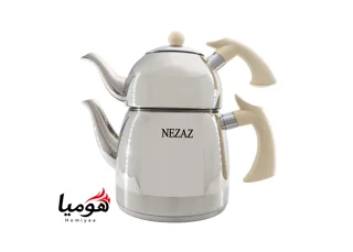 کتری و قوری نزاز استیل 3 لیتر کد 2412 کف چدن با قوری استیل دسته باکالیت در رنگ های مختلف هومیا