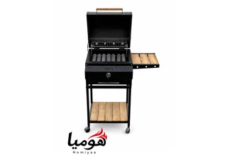 باربیکیو شرکتی ایران گاز هومیا 50 سانتی 7 شعله irgs با رویه چدنی 6ضلعی سنگین همراه میز تاشو