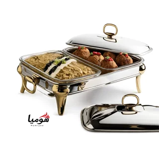 سوفله مستطیل دو قلو دو رنگ نقره ای و طلایی هومیا مدل ROMA