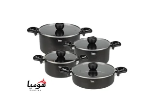 سرویس قابلمه ۸ پارچه گرانیتی تیارا مشکی مدل Melina (ست کوچک)