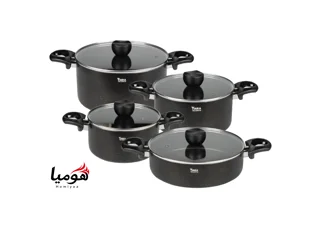 سرویس قابلمه ۸ پارچه گرانیتی تیارا مشکی مدل Melina (ست بزرگ)